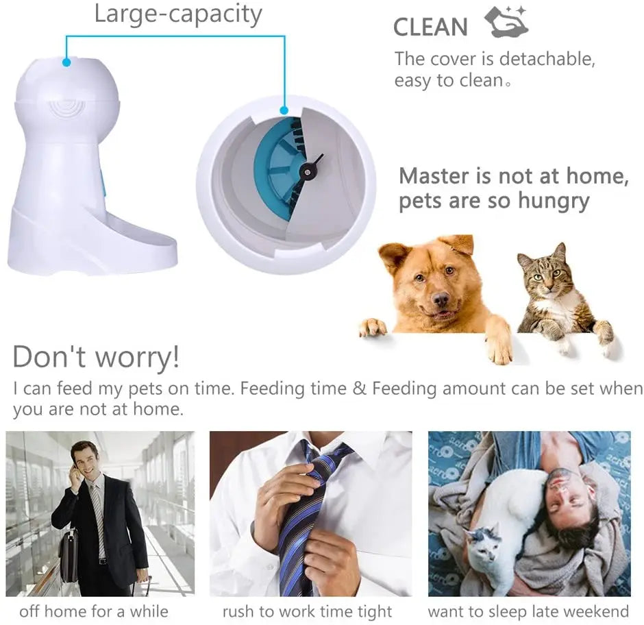 Iseebiz 3L Automatic Pet Feeder With Voice Record Pets Food Bowl For Medium Small Dog Cat LCD Screen Dispensers 4 Times One Day - Love Your Pet Life