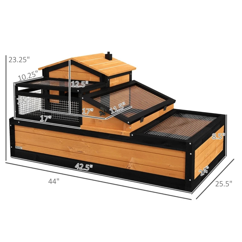 3-Room Tortoise House Habitat, Indoor/Outdoor Wooden Tortoise Enclosure with Ladder, Tray, Openable Roof, Large Reptile Cage - Love Your Pet Life