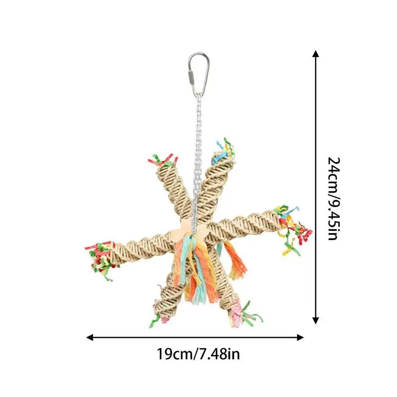 Bird Chewing Toy Multicolored Natural Rattan Durable Cockatiel Bird Parrot Wooden Toys Foraging Parrot Bird Cage Accessories