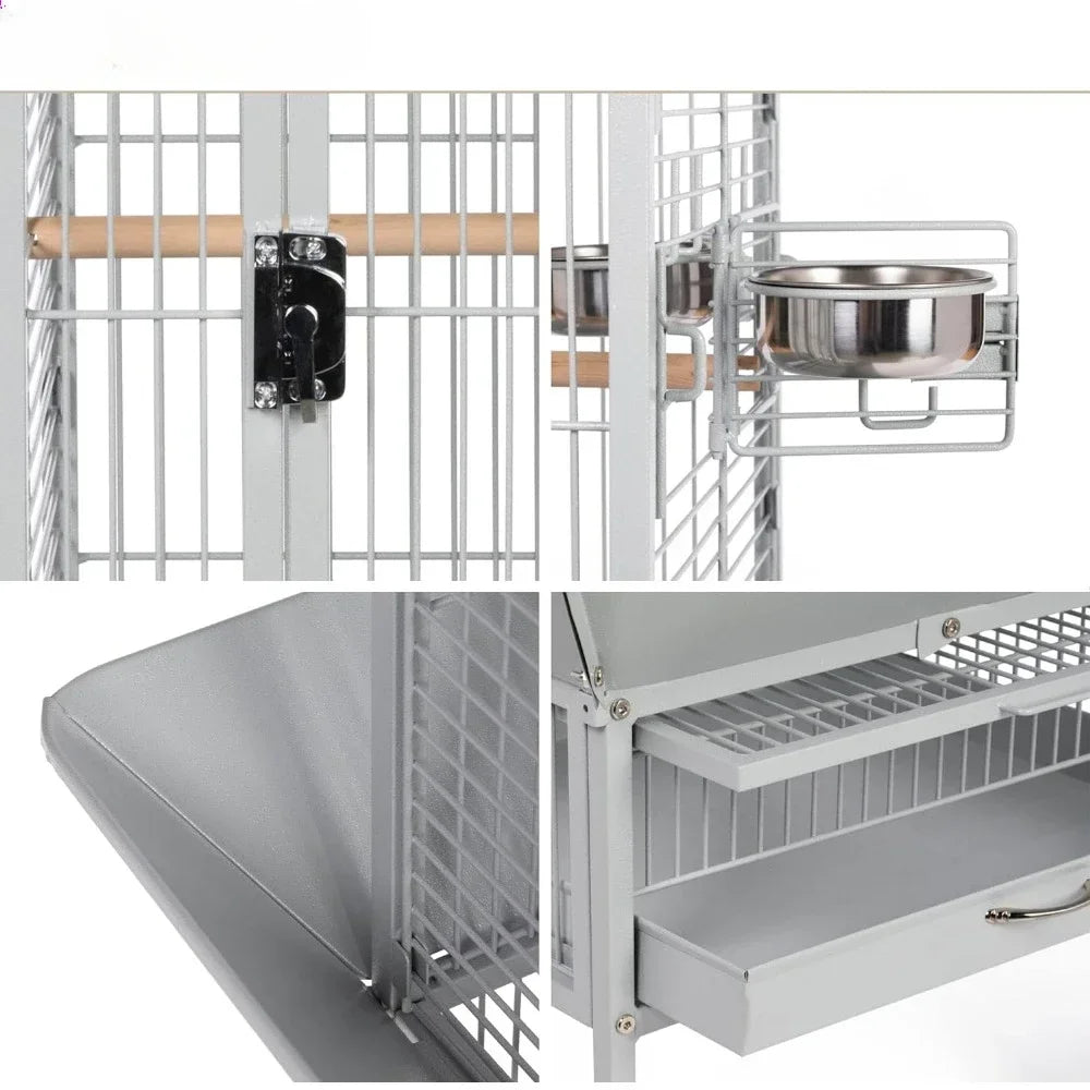 Parrot House for Birds Accessories Wrought Iron Select Bird Cage Pewter Hammertone 3151BLK Cockatiel Cages of Birds Loungefly