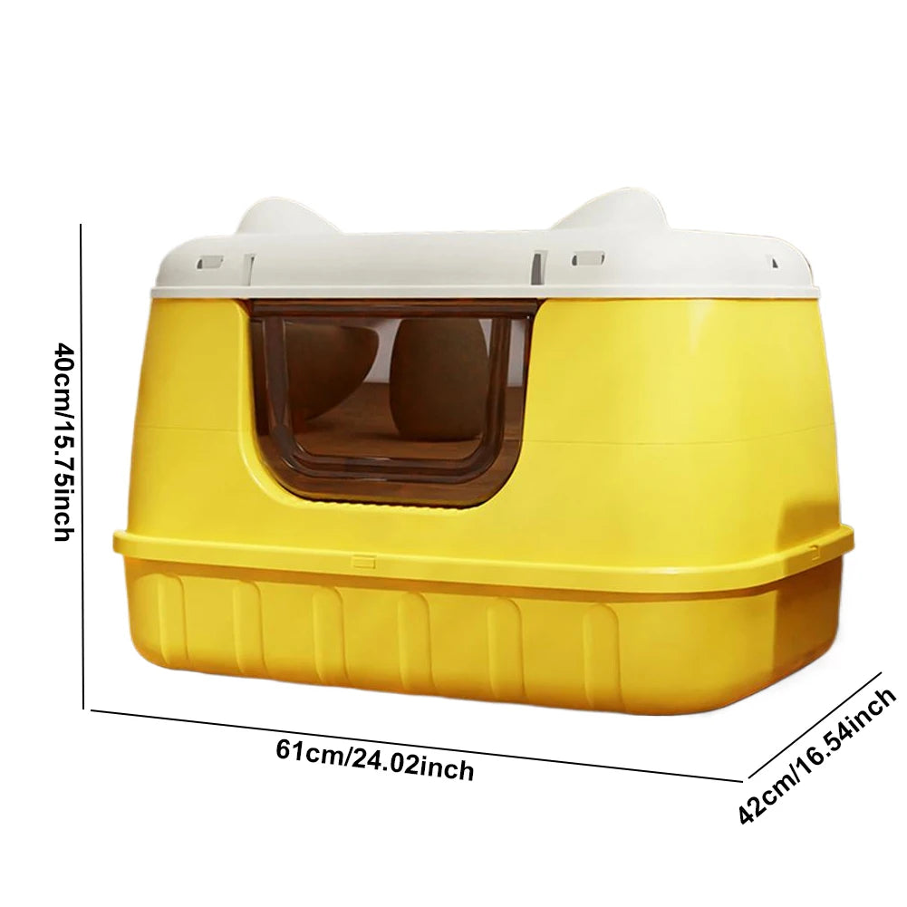 Large Cat Litter Box Enclosed Cat Toilet Cat Bedpans with Handle Litter Tray Cat Litter Pan with Lid Cat Household Pet Supplie