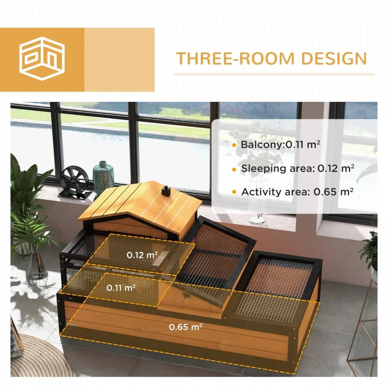 3-Room Tortoise House Habitat, Indoor/Outdoor Wooden Tortoise Enclosure with Ladder, Tray, Openable Roof, Large Reptile Cage - Love Your Pet Life