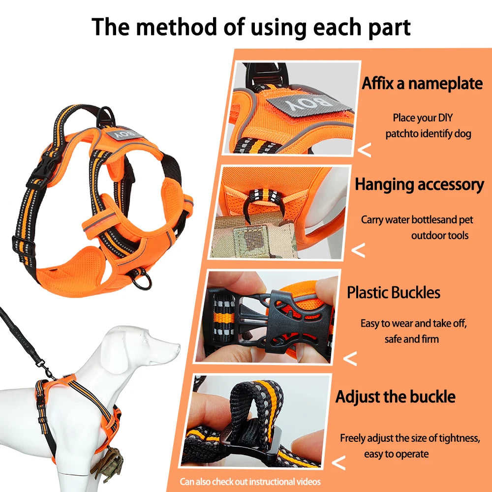 Dog Harness, Pet Harness with Pull 1 Leash Clip, Adjustable Padded Dog Vest, Reflective Non-Choking Pet Vest with Free Nameplate - Love Your Pet Life