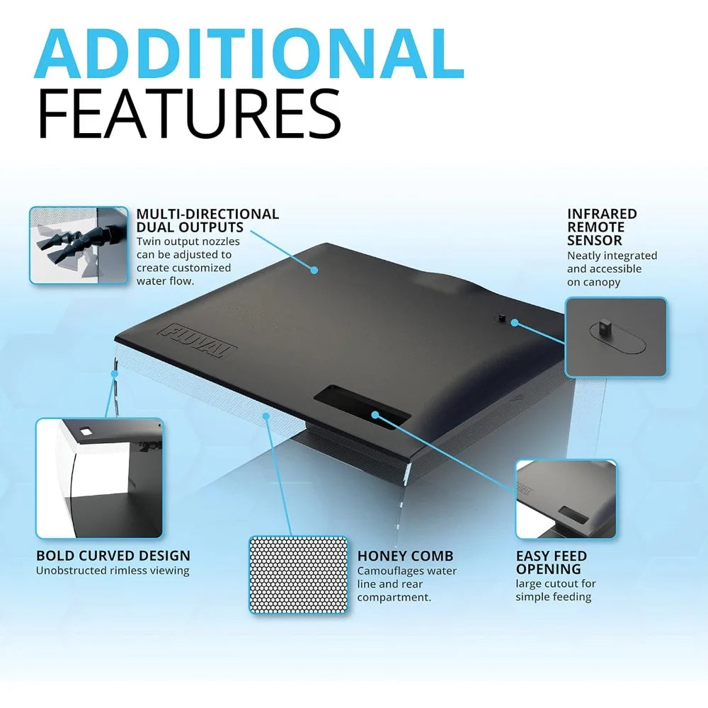 Fishbowl 15 Gal. - Black Fish Aquarium Flex 15 Aquarium Kit - Fish Tank for Fish & Plants - Comes With LED Lights Aquatic Pet - Love Your Pet Life