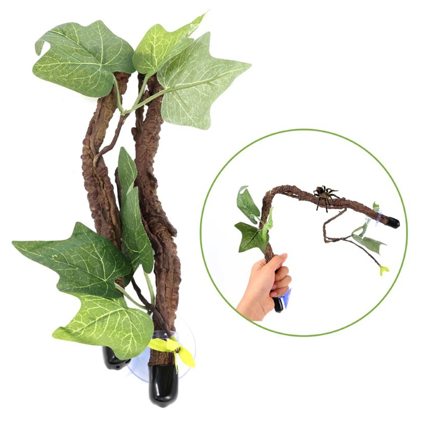 Reptile Corner Branch Terrarium Plant Decoration with Suction Cups for Amphibian Lizard Snake Climbing Reptile,Corner,Branch