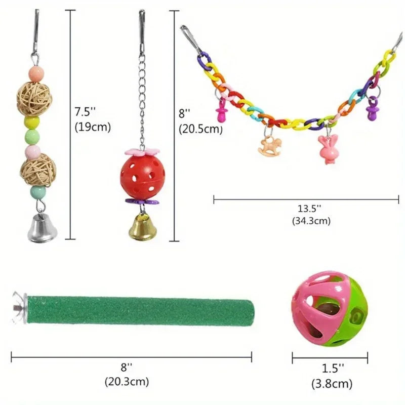 Pet Bird Parrot Swing Bell Parakeet Budgie Cockatiel Cage Hammock Hanging Toys