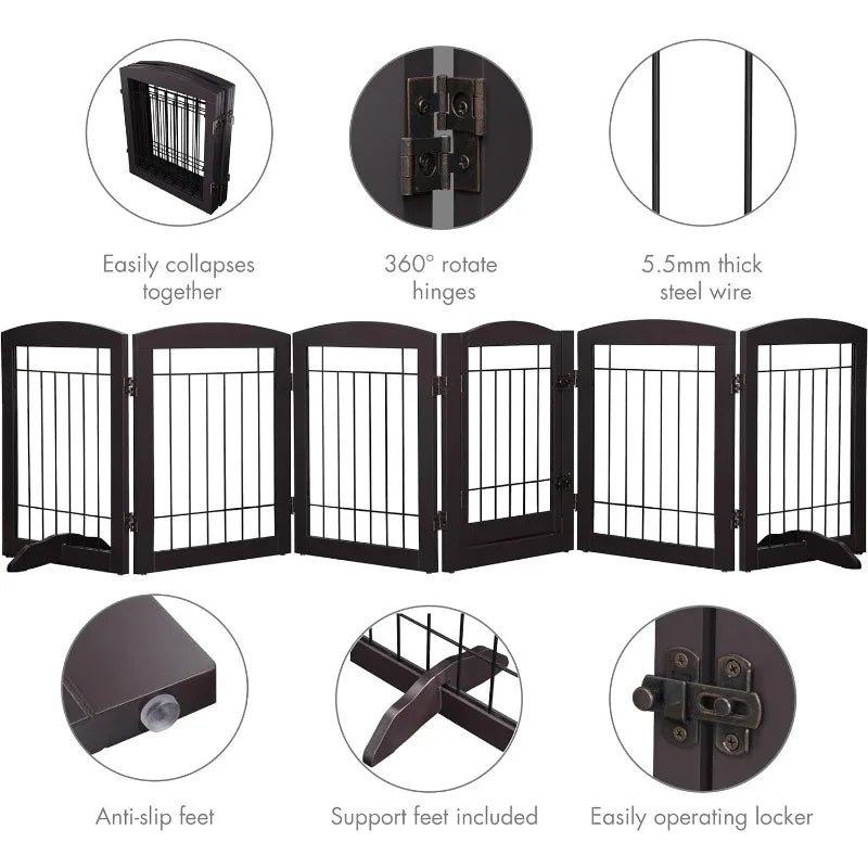 Spirich Extra Wide Dog Gates with Walk Through Door, Wooden Freestanding Pet Gate for Dog - Love Your Pet Life