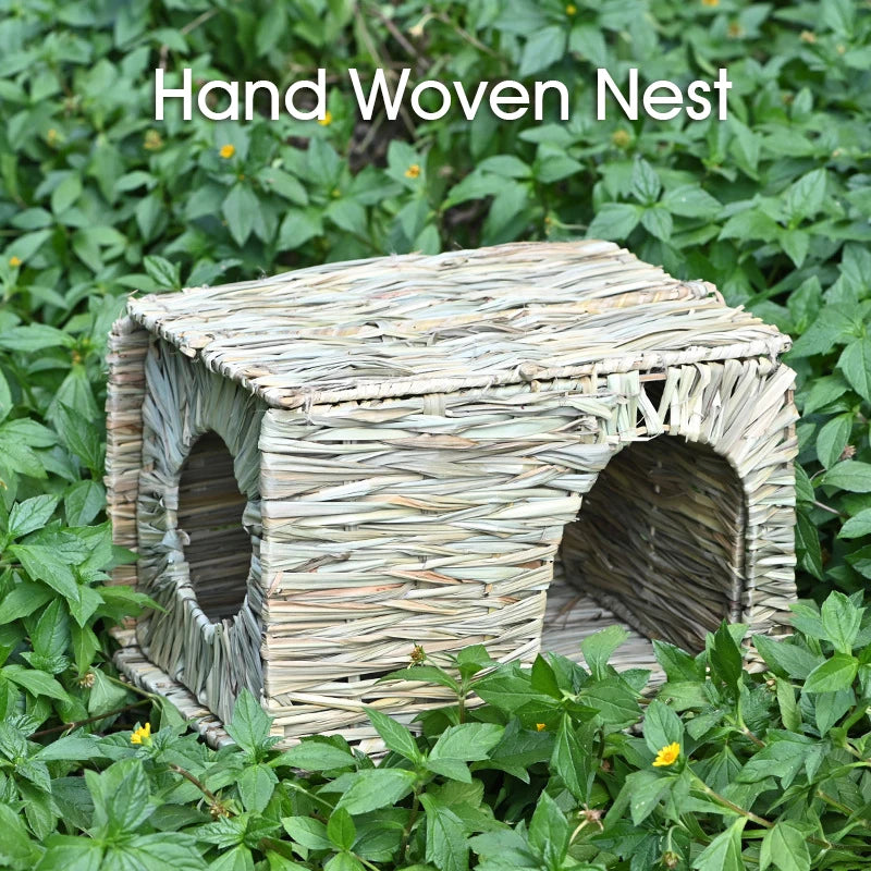 Handmade Straw Folding Rabbit Nest Grass Hut Bed Rabbit's Nest Golden Silk Bear Chinchilla Hedgehog Guinea Pig Warm House - Love Your Pet Life