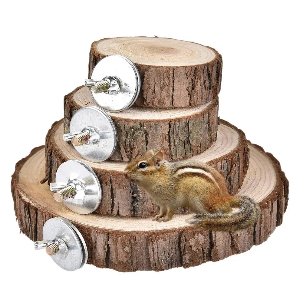 Natural Wooden Logs Board Hamster Wooden Platform for Chinchilla Guinea Pig Squirrel Totoro Parrot Jumping Small Pet Toys Supply