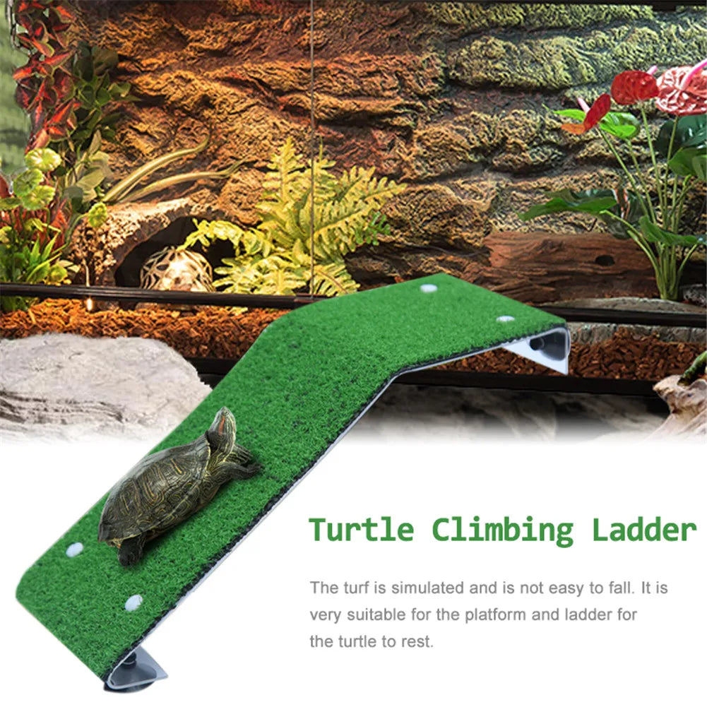 Turtle Drying Platform Turtle Climbing Ladder Reptile Tortoise Aquarium Fish Tank Simulated Lawn Landscaping Habitat Decoration