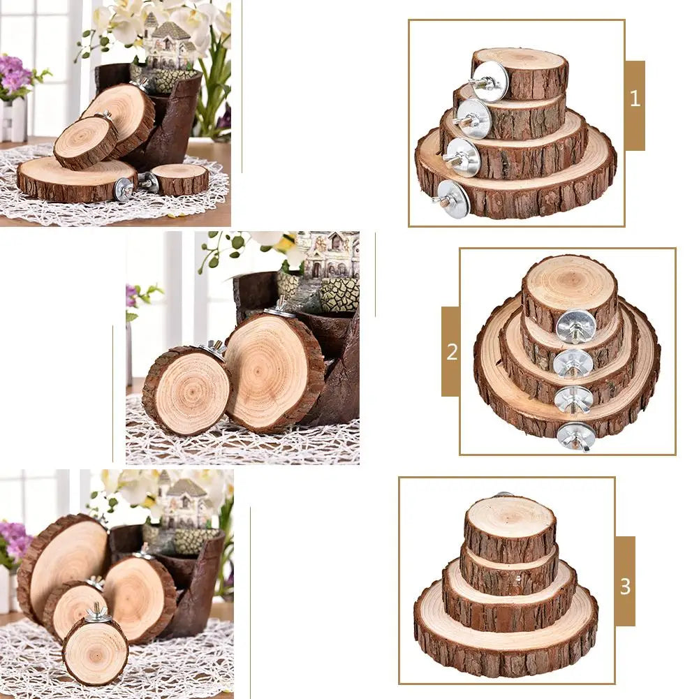 Natural Wooden Logs Board Hamster Wooden Platform for Chinchilla Guinea Pig Squirrel Totoro Parrot Jumping Small Pet Toys Supply