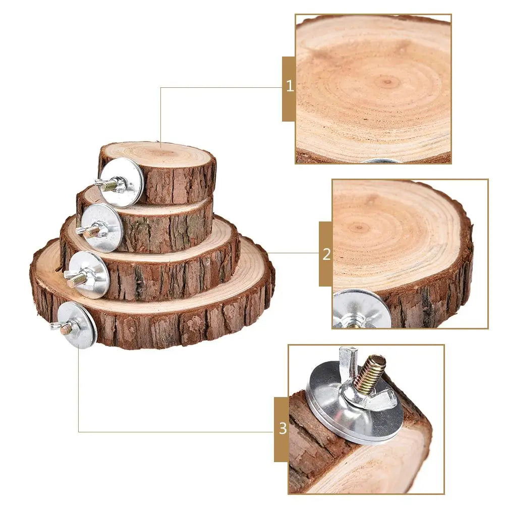 Natural Wooden Logs Board Hamster Wooden Platform for Chinchilla Guinea Pig Squirrel Totoro Parrot Jumping Small Pet Toys Supply