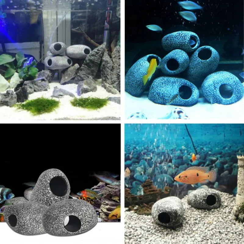 aquarium substrate Aquarium Fish Tank Shrimp Aquarius Plants Aquarium Decor Ceramic Rock Cave Ceramic Stones - Love Your Pet Life