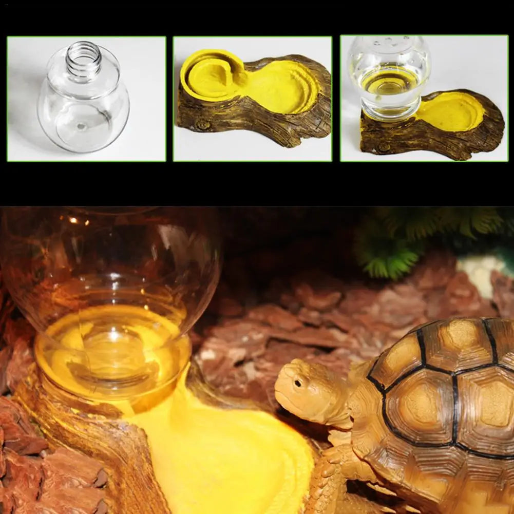 Reptile Amphibians Automatic Waterer Tortoise Basin Lizard Bowl Water Feeder Drinking Fountains Reptile Box Landscaping Decor