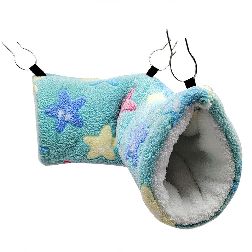 Hamster Hammock Swing Nest Winter Small Animals Hanging Bed Cages Tunnel Rat Squirrel Guinea Pig Plush Cotton Nest Pet Supplies