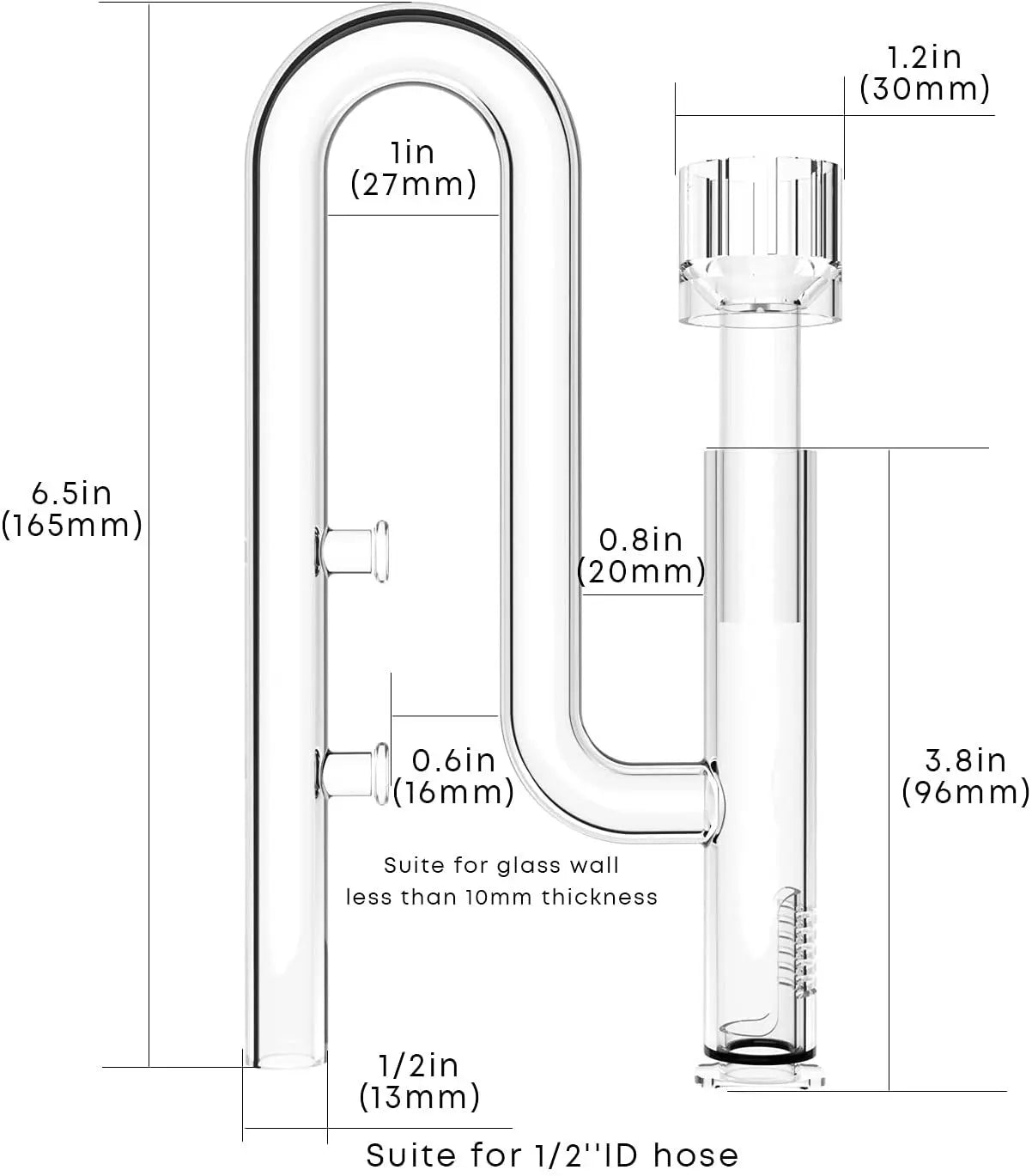 Aquarium Filter Pipes Clear Mini Glass Lily Pipe Surface Skimmer Inflow Outflow For Mini Nano Tank Filter System - Love Your Pet Life