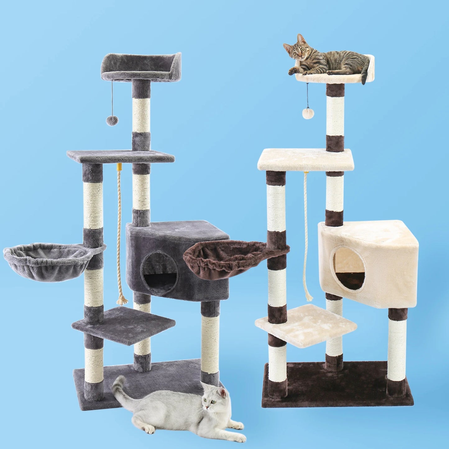 Cat Tree Cat Tower with Scratching Posts and Plush Condo Cat Furniture for Small Spaces Multi-Level Stand House Activity Tower - Love Your Pet Life