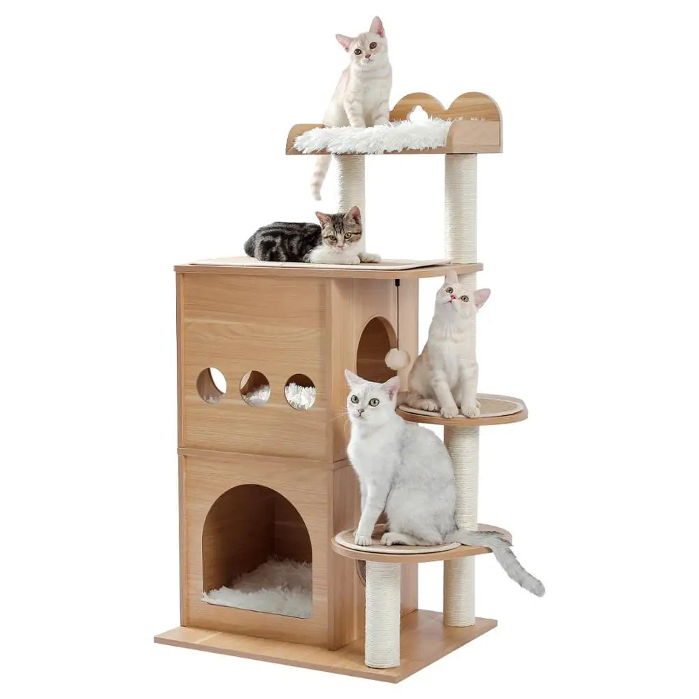 Cat Tree Cat Tower with Scratching Posts and Plush Condo Cat Furniture for Small Spaces Multi-Level Stand House Activity Tower - Love Your Pet Life