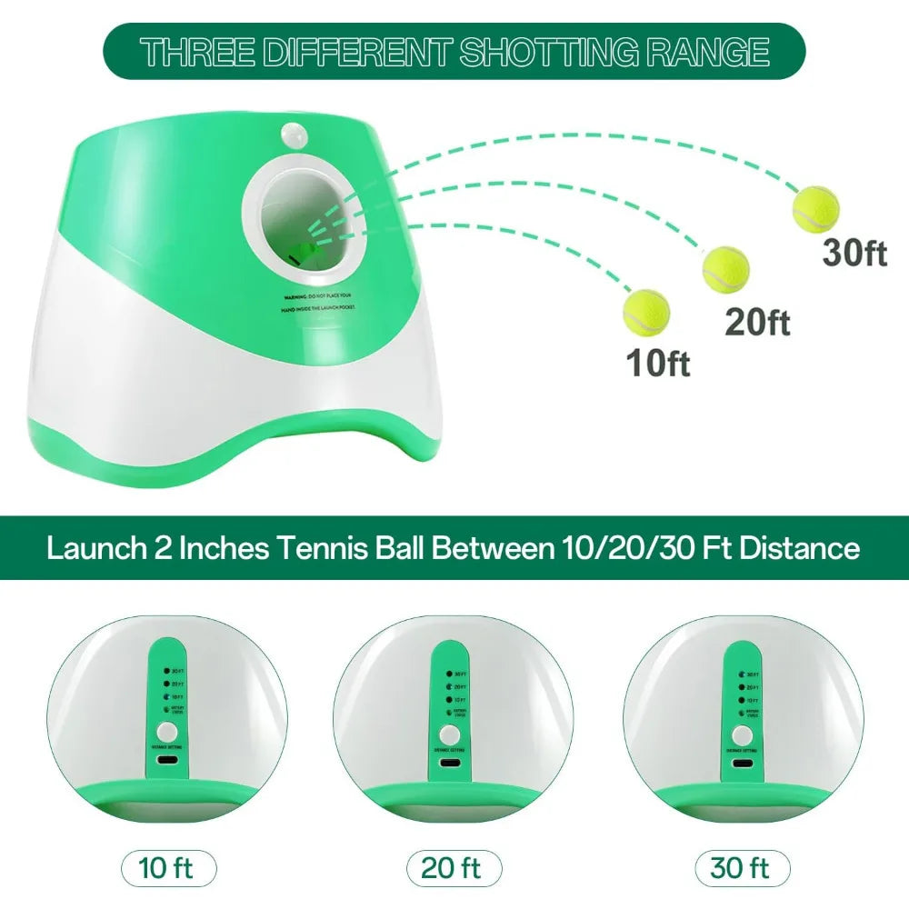 Automaitc Dog Ball Launche Dogs,3 Launch Distances, Ball Launcher for Dogs with 12 Balls, Rechargeable Ball Thrower for Dogs