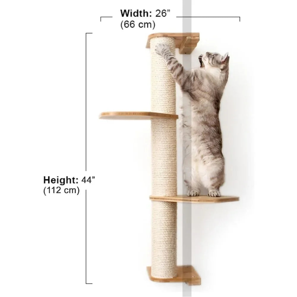 3-tier Cat Wall Scratching Post With Cat Rack Towers for Cats Scratcher Claw Sharpener Accessories Tree Toy All Castle Furniture - Love Your Pet Life