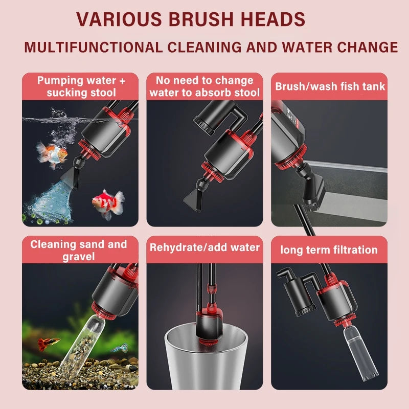 Fish Tank Electric Water Changer Automatic Aquarium Clean Tools Washing Sand Cleaning Algae Scraping Fish Manure Water Changer - Love Your Pet Life