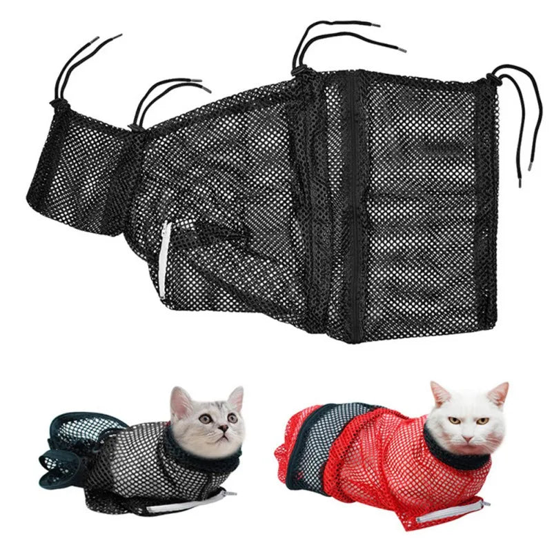 Cat Bathing Grooming Shower Bag Adjustable Cat Restraint Bag Anti Scratching For Bathing Nail Trimming Ears Clean Cat Supplies