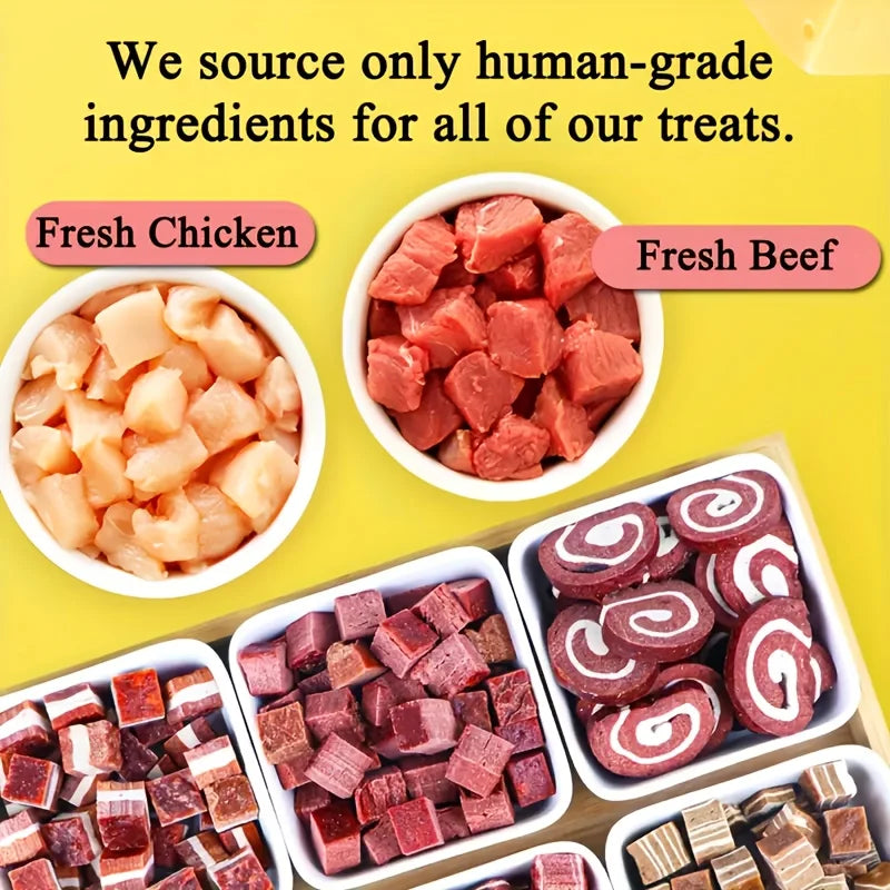 100g/3.53oz  Beef And Meat Cubes Dog Treats For Small, Medium, & Large Dog, Healthy, Easily Digestible