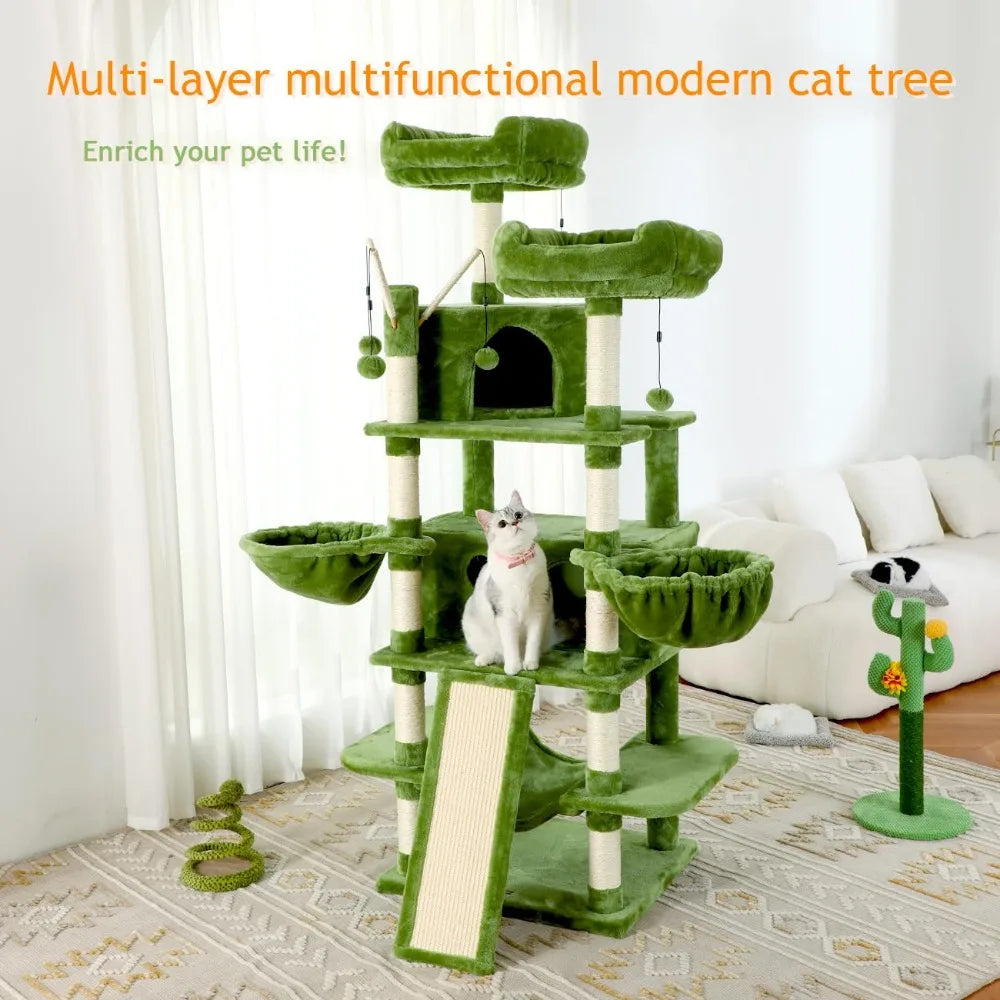 2024 New Large Cat Tree 69" Tall Sturdy Cat Tower Heavy Duty Multi Level Big Cat Climbing Stand for Indoor Cats - Love Your Pet Life