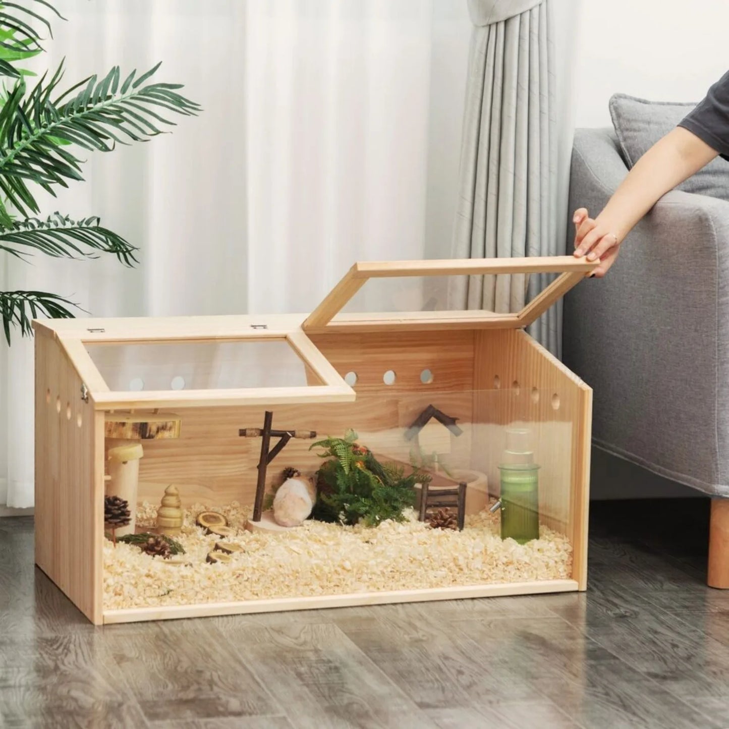 US Wooden Hamster Cage Hamster Hutch Small Animals Hideout with Openable Top hamster cage large guinea pig house