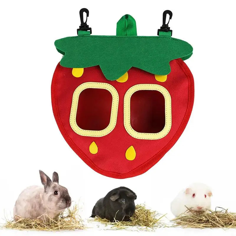 NEW Hay Feeder For Guinea Pigs Bunny Hay Bag Hanging Pouch Feeder For Rabbit Small Animals Food Dispensers Rack Cage Accessories