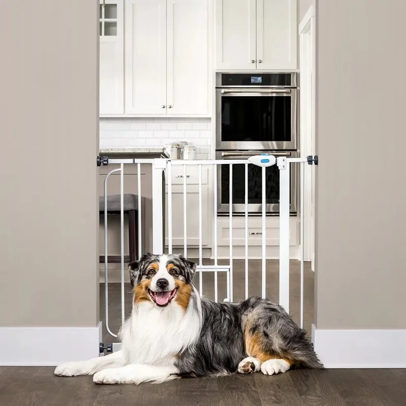 Extra Wide Walk Through Pet Gate with Small Pet Door, Pressure Mount Kit Included, Stands 30" Tall & Extends 29"-36.5" Wide - Love Your Pet Life