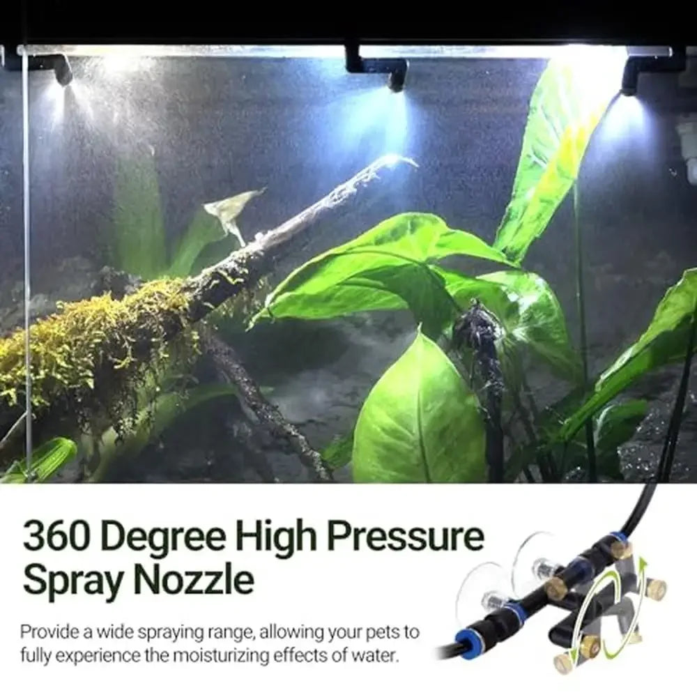 Reptile Mister Fogger Tank Misting System 10L Silent High-Pressure Pump Humidifier Nozzle Customizable Enclosures Dripless