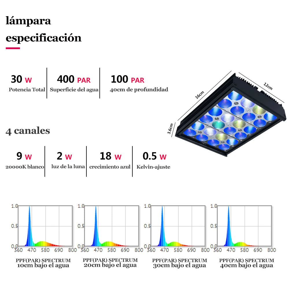 PopBloom-Dimmable Marine LED Aquarium Lamp With Timer Saltwater Aquarium LED Lighting for 30-45cm Fish Tank Lights,Reef Coral - Love Your Pet Life