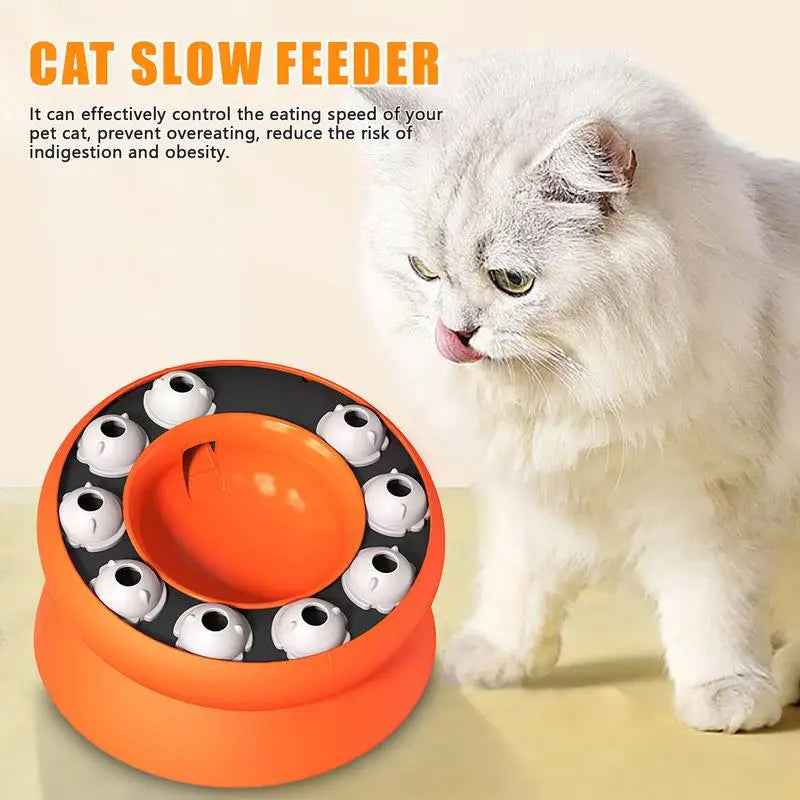 Slow Feeder Bowl For Cats Elevated And Titled Cat Food Bowl Healthy Eating Diet Pet Bowl Interactive Toy For Kittens