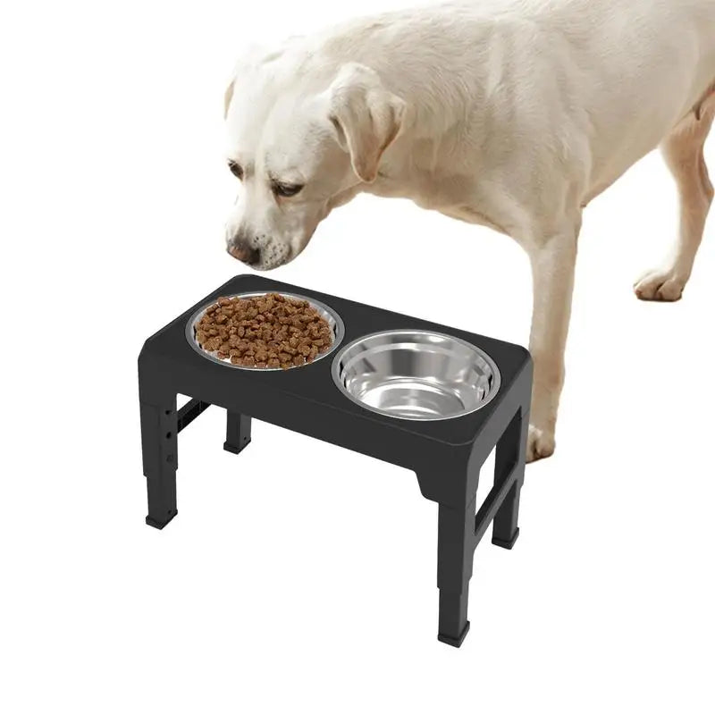 Dog Double Elevated Bowls Stand 3 Adjustable Height Pet Slow Feeding Dish Bowl Medium Big Dog Elevated Food Water Feeders Table - Love Your Pet Life