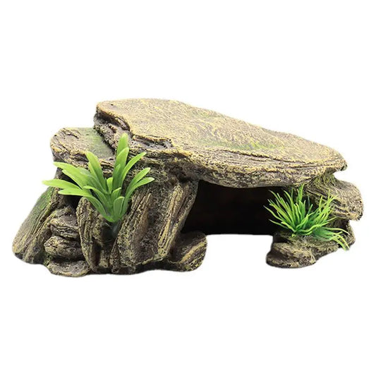 Reptile Hiding Habitat, Reptile Box Shelter Terrarium Hiding Caves for Turtle Aquarium Terrarium Decoration Ornament