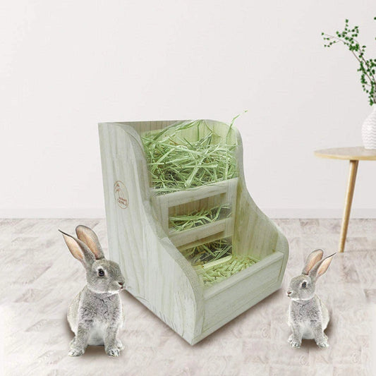 Rabbit Grass Feeder Small Animal Hamster Guinea Pig Food Wooden Tableware Breeding Supplies Grass Holder Bowl Pet Supplies