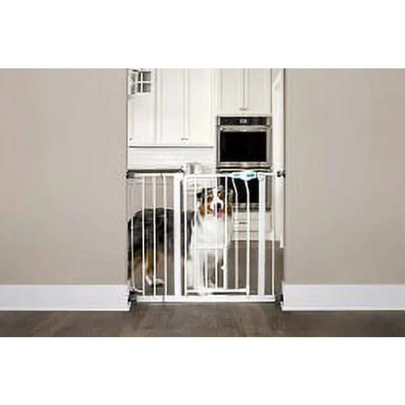 Extra Wide Walk Through Pet Gate with Small Pet Door, Pressure Mount Kit Included, Stands 30" Tall & Extends 29"-36.5" Wide - Love Your Pet Life