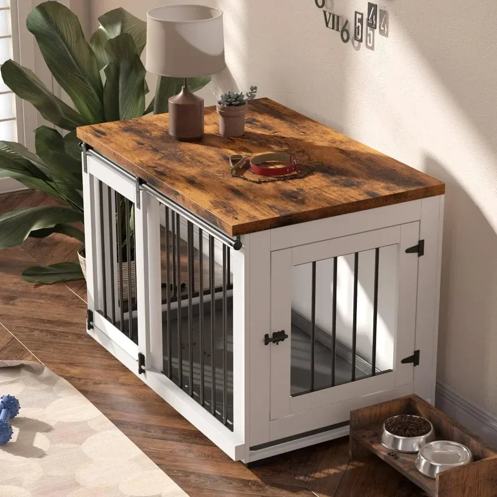 Dog Crate Furniture for Large Dogs Up to 60 lbs.37'' Wide - White Decorative Modern Dog Crate Table, End Table, Nightstand