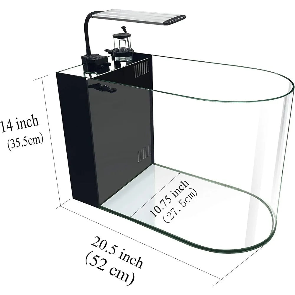 12 Gallon Saltwater Aquarium Full Bullnose Shape Low Iron Aquarium Ultra Clear Glass Marine Fish Tank Reef Tank With Lid Aquatic - Love Your Pet Life