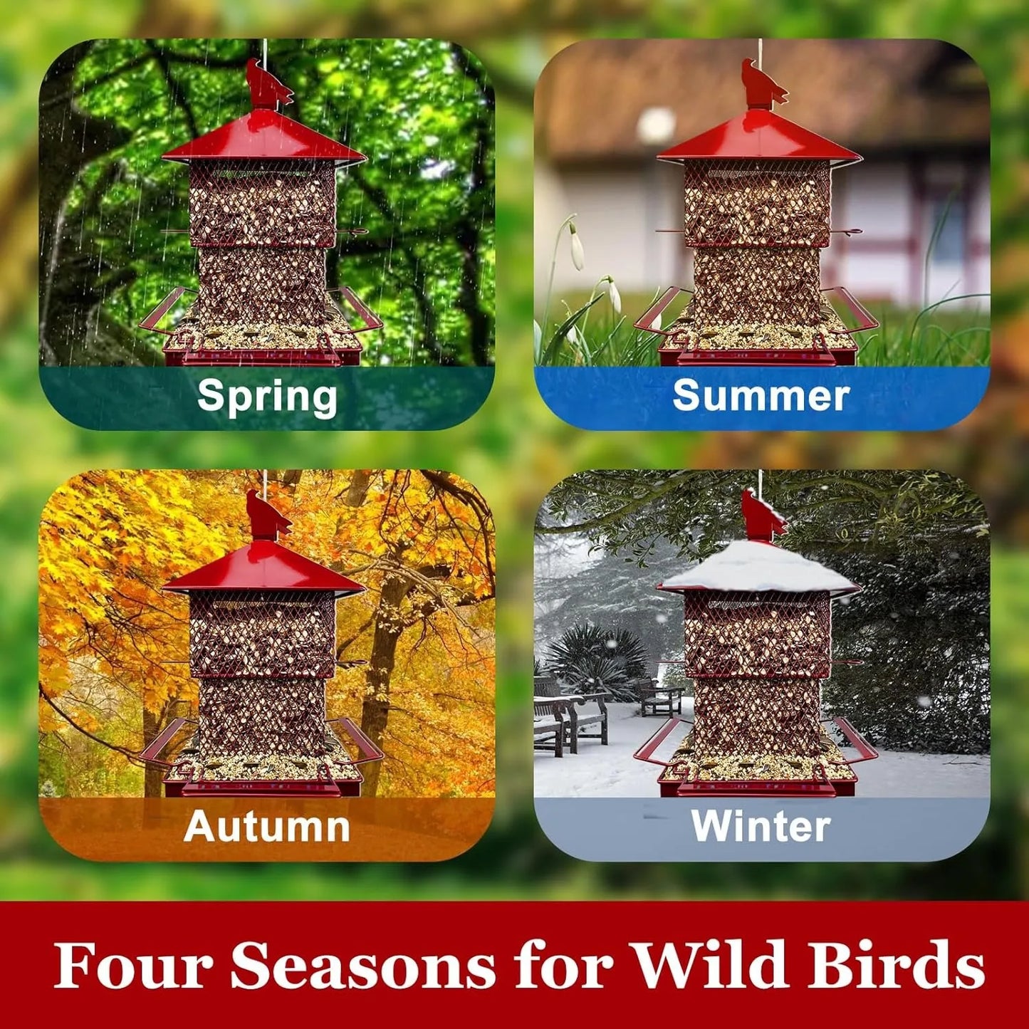 Bird Feeders for Outdoors, 6.5 lbs Large Capacity Metal Mesh Wild Bird Feeder for Cardinal Finch Chickadee and Wild Birds