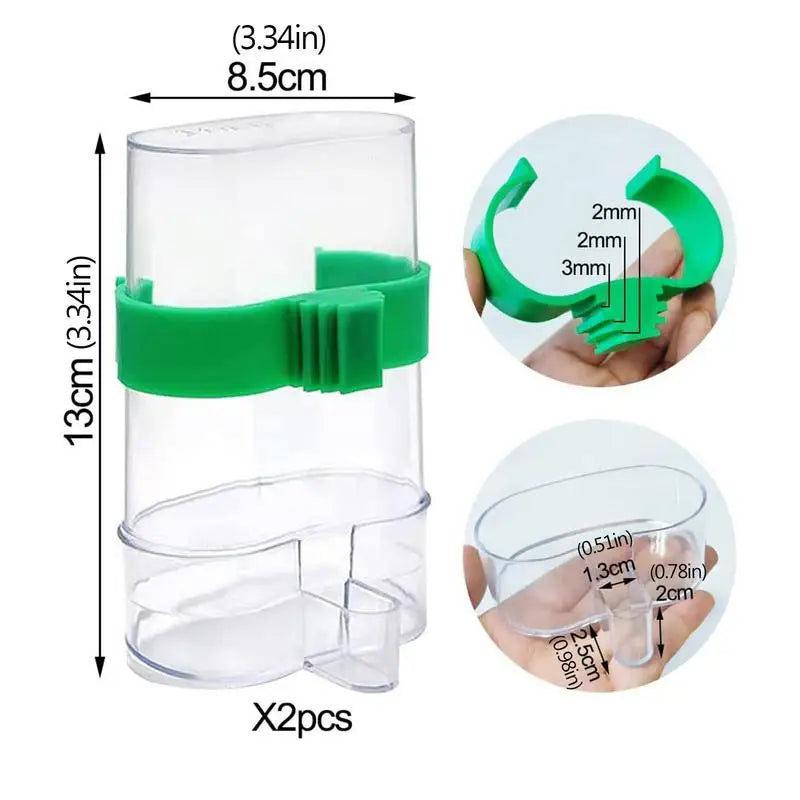 2Pcs Bird Pet Bird Automatic Feeder With Clip Splash-Proof Bird Feeder Bird Cage Accessories Bird Food Container Parakeet Canary