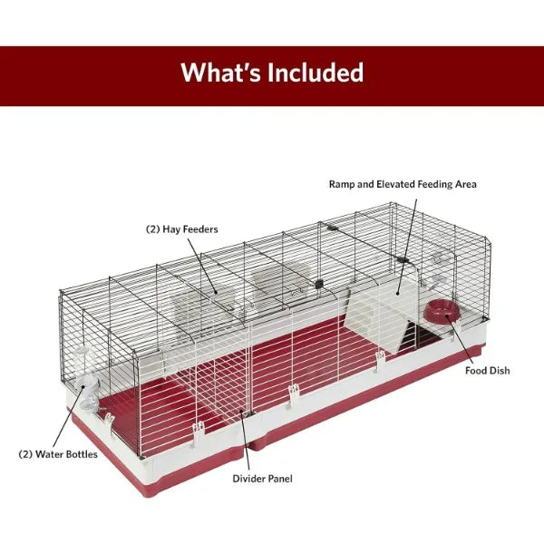 Midwest Homes for Pets Deluxe Rabbit & Guinea Pig Cage, XX-Large, White & Red - Love Your Pet Life