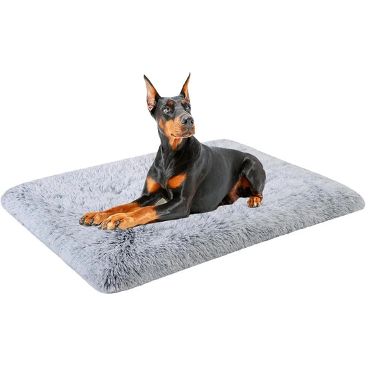 XXL Dog Bed Crate Pad Mat for Dog Cages Fluffy Washable Dog Bed for Extra Large Size Soft Kennel Pad Anti-Slip Pet Bed