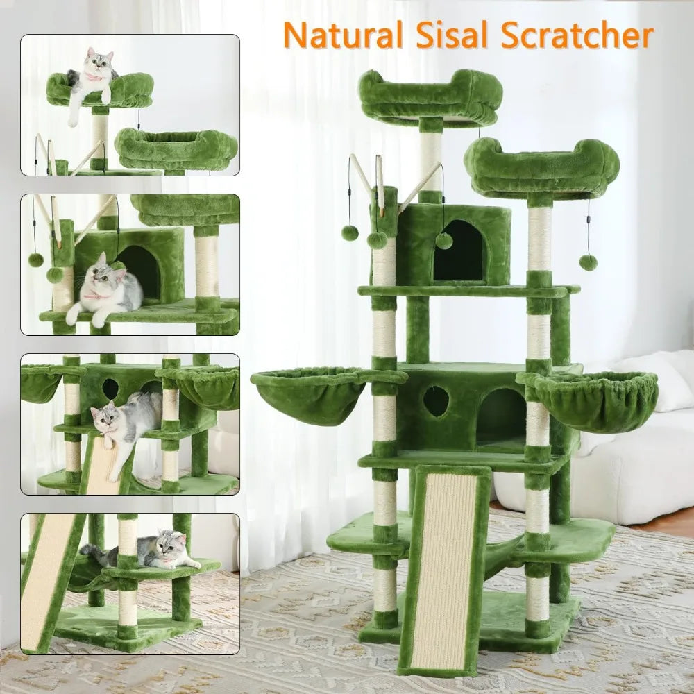 2024 New Large Cat Tree 69" Tall Sturdy Cat Tower Heavy Duty Multi Level Big Cat Climbing Stand for Indoor Cats - Love Your Pet Life