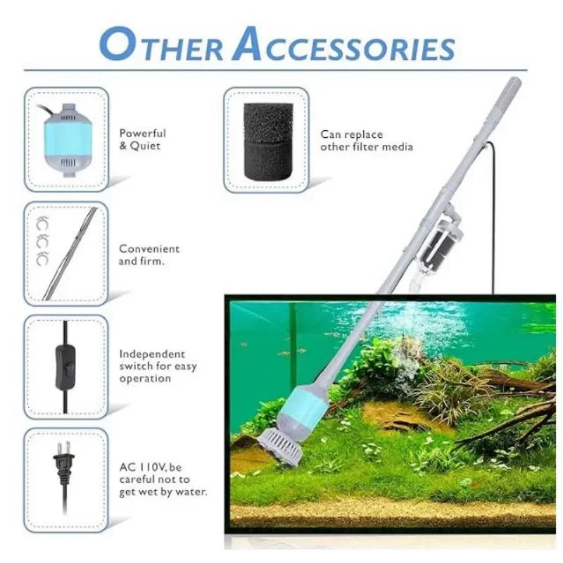 hygger 360GPH Electric Aquarium Gravel Cleaner, 5 in 1 Automatic Fish Tank Cleaning Tool Set Vacuum Water Changer Sand