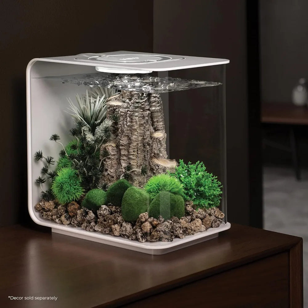 Acrylic Aquarium With White LED Light Modern Tank for Tabletop Display Fish Fishbowl Mini Aquatic Pet Supplies Products Home - Love Your Pet Life