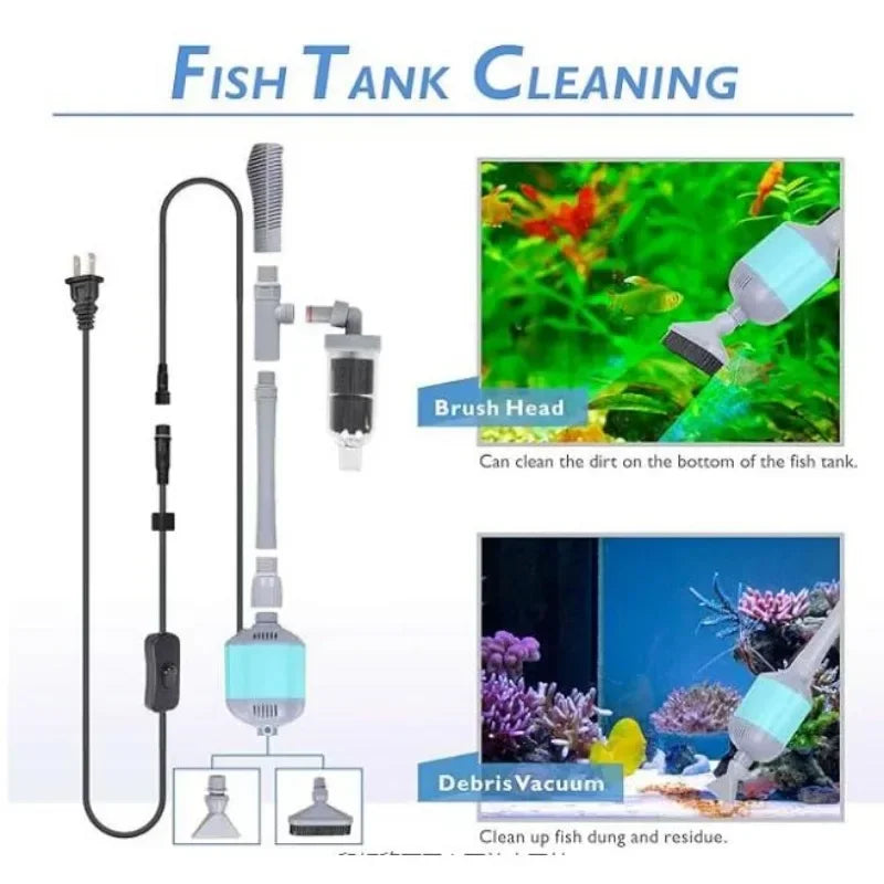 hygger 360GPH Electric Aquarium Gravel Cleaner, 5 in 1 Automatic Fish Tank Cleaning Tool Set Vacuum Water Changer Sand