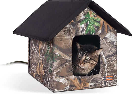 K&H Pet Products Outdoor Heated Kitty House, Outdoor Cat House for Outside Community Cats, Strays, and Ferals