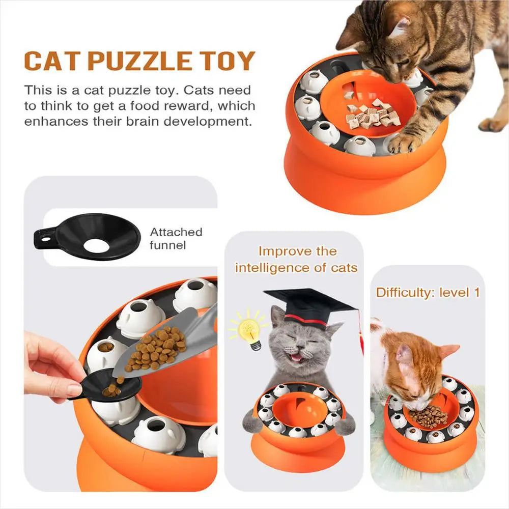 Slow Feeder Bowl For Cats Elevated And Titled Cat Food Bowl Healthy Eating Diet Pet Bowl Interactive Toy For Kittens